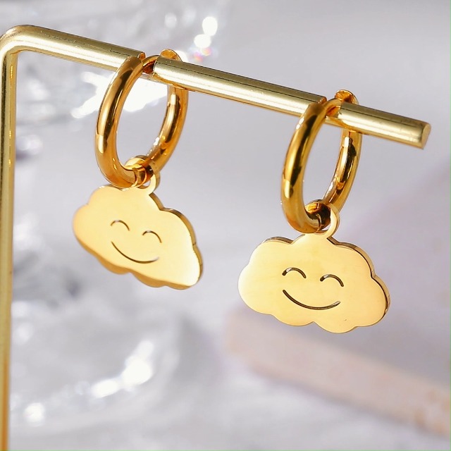 Set Di 7 Orecchini Donna – Amore, Pentagramma, Foglia D'Acero, Nuvola – In Acciaio Inox – Regalo Idea