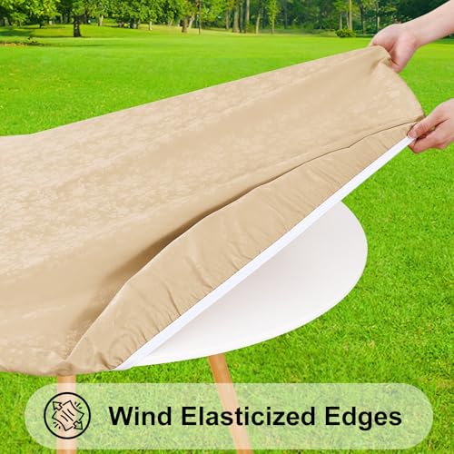 Image of Smiry Waterproof Heavy Duty Vinyl Fitted Tablecloth for 36 inch-44 inch Round Table