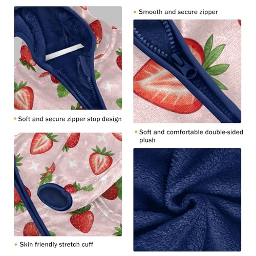 CHIFIGNO Strawberries Pink Toddler Boy Thick Warm Fleece Jacket with Polar Fleece Lining 3T3