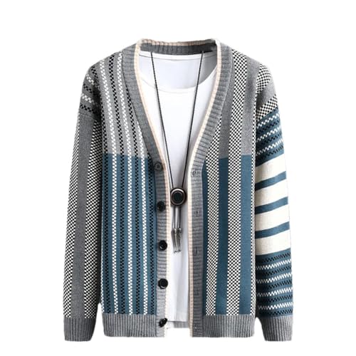 Men Solid Knit Cardigan Streetwear Style Casual Warm Autumn Fashion Sweater Outerwear