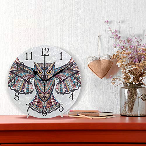 Wall Clock Purple Owl Silent Non Ticking Operated Round Easy To Read Home Office School Clock #TOP1