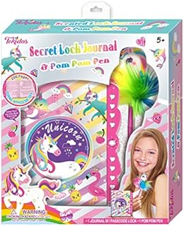 CHYParty Girls Diary Set, Unicorns Diary with Lock Girls Journal Stickers Pom Pen- Kids Journal Stationary Set for Preschool Teen Learning Writing Drawing Age 6,8,10,12 - Gifts for Teenage Girls