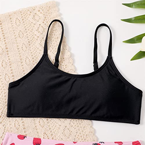 Roupa de banho para bebê menina verão à prova de desgaste top sólido e estampa floral biquíni roupas