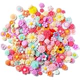 100PCS Flatback Resin Flower Charms Mini Flower Beads Charms Cabochons Embellishment Mixed Colors Daisy Resin Slime Charms for DIY Craft Scrapbooking Hair Clip Decor