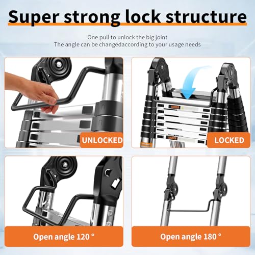 Telescoping Ladder A Frame,Telescopic Ladder for Home, Roof, RV - image 4