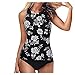 Tankini Damen Push Up Strandbadeanzug Dralofao Tankini Blumendruck Print Schwimmkleid Unterhosen Bauchweg Wickel Badeho Bikinibadeanzug Strandkleidung Weste Sportliche Schlank