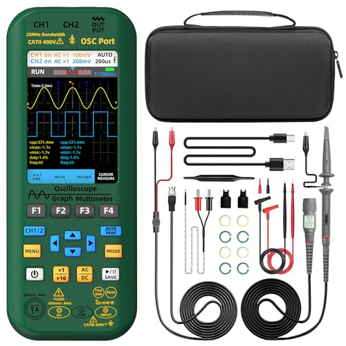 BSIDE Dual Channel Oscilloscope Multimeter, 25MHz Bandwidth 3.98" Full-Viewing TFT LCD DDS...