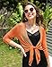 Aiboria Womens 3/4 Sleeve Sheer Mesh Shrug Tie Front Cropped Bolero Cardigan Orange X-Large