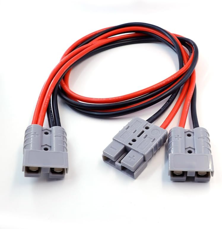50A 600V Battery Connector Cables, Forklift Charging Plug Power Connector for Electric Vehicle 10AWG100cm