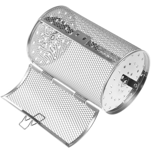 SHERCHPRY Stainless Steel Rotisserie Basket - Multifunctional Rotating Air Fryer Basket, Grill Roaster Drum for Air Fryer, Oven & BBQ, Ideal for Peanut, Dried Nuts & Coffee Beans