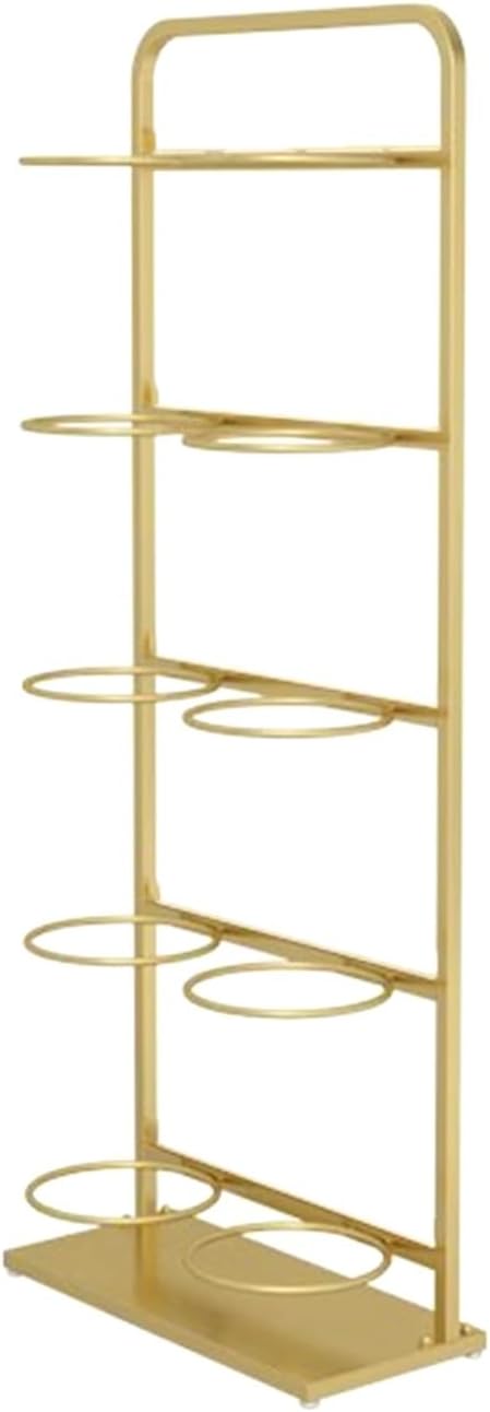 Sports Equipment Organizer Sports Ball Storage Organizer, Basketball Display Shelf with Base & Non-Slip Feet, Standing Sports Gear Racks for Garage Store Stadium,Gold 5tier
