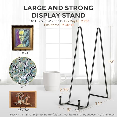 Image of TR-LIFE 16 Inch Heavy Duty Plate Stand (2 Pack) - Metal Display Easel for Large Plates, Picture Frames, Signs, Posters, and Decorative Platters