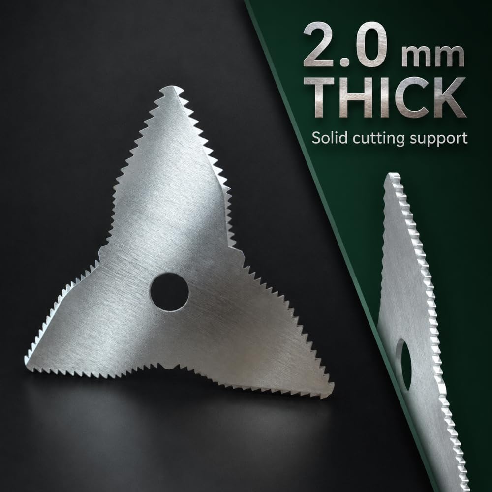 Lame de Débroussailleuse 3 Dents Dentelée Type Dent de Tigre pour Honda UMK425E Le, Acier au Manganèse, Coupe Rapide et Durable