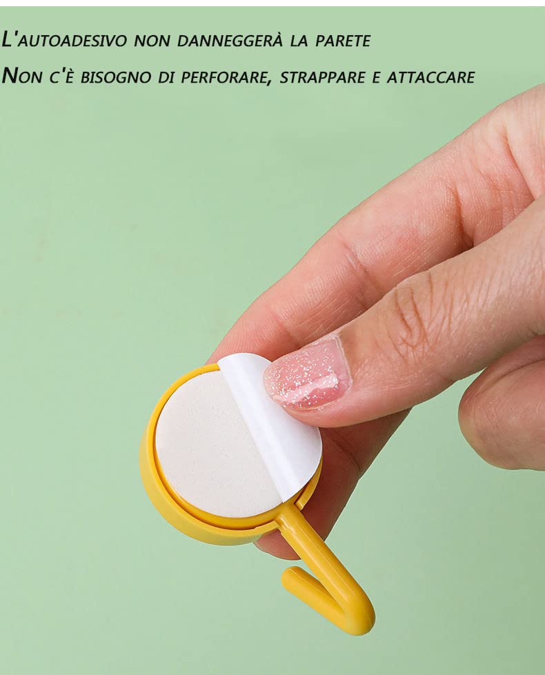 Ganci Adesivi Per Parete 10 Pezzi | Colorati, Senza Foratura, Per Cucina E Bagno - Foto 4