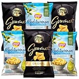 Corte más grueso Lay\'S Gourmet Patatas Fritas con Sal 180 g x3 + Mediterráneas 150 g - Patatas Fritas 100% Aceite x 3