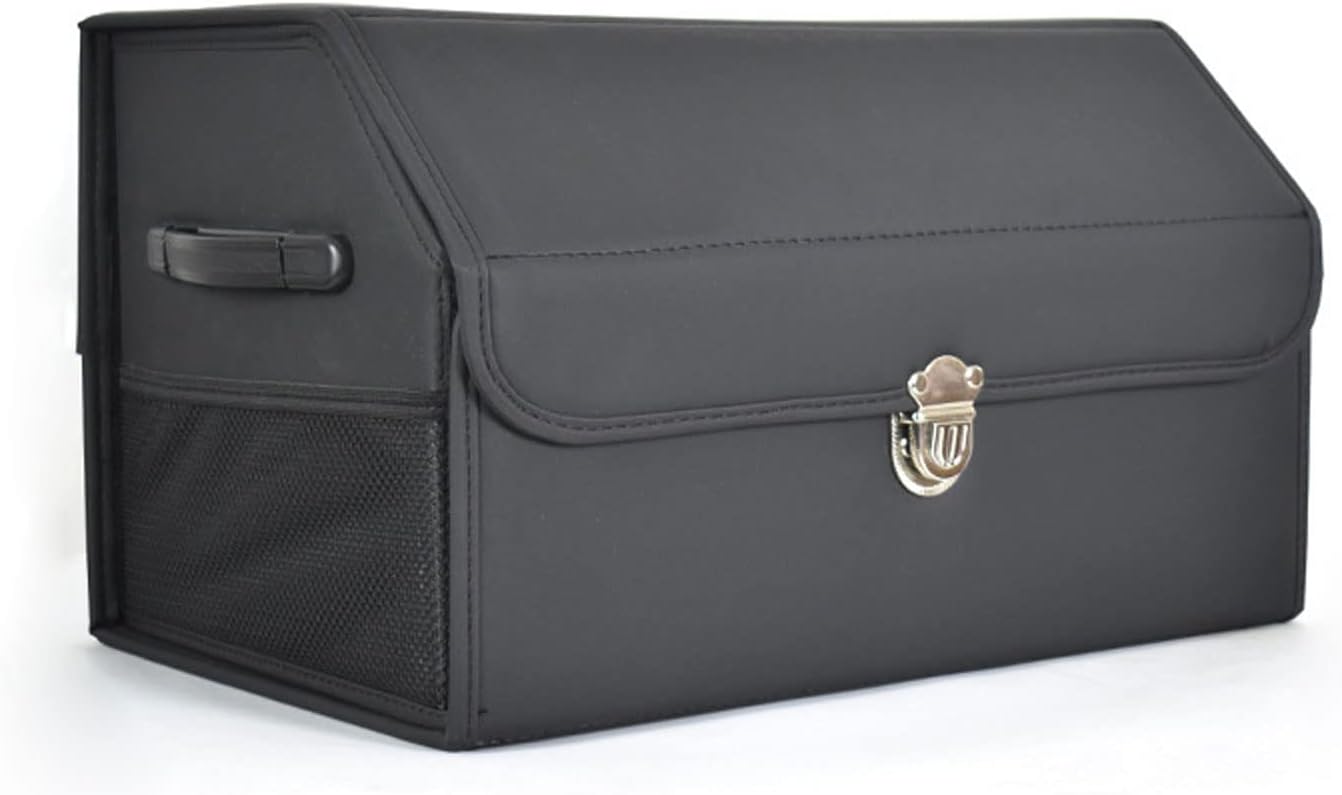 Car Trunk Boot Storage Organiser,Multifunctional Foldable Car Trunk Storage Box Leather With Lid Portable Car Rear Seat Storage Box,Car Boot Tidy Box,Car Compartment Storage Box