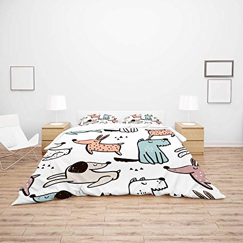 Housse de couette motif chien peinte à la main en polyester doux
