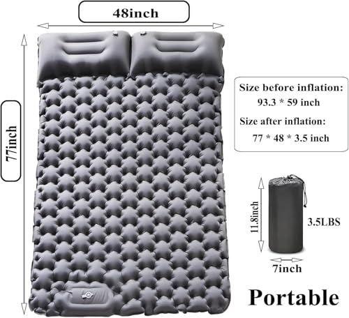 Matelas de camping double gonflable ultra léger et résistant haute performance