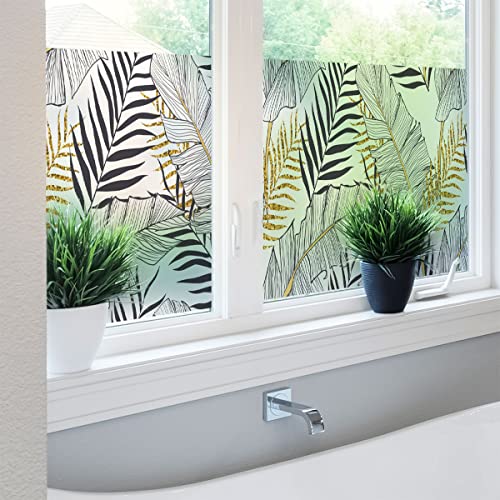 Opaque Window Film - Chic Palm Leaves - Window & Shower Door Sticker - 40 x 200 cm, Palm Tree Chic, H40 x L200 cm - Image 3