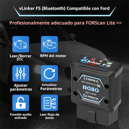 Escáner vLinker FS OBD2 con conexión Bluetooth estable para diagnosticar motor 5