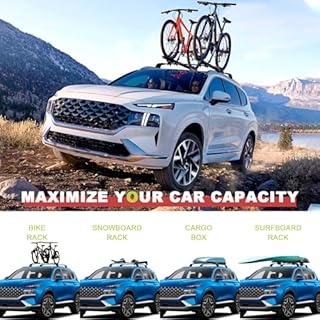 KINGGERI Heavy Duty 260lbs Roof Rack Cross Bars Compatible with Santa Fe 2019 2020 2021 2022 2023, Anti-Theft Lockable Aluminum Roof Rails Crossbars Cargo Carrier Bag Black