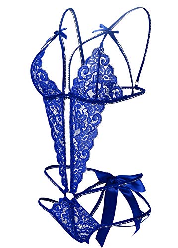 Image of Donnalla Women's Deep V Lace Teddy One Piece Lingerie Cutout Strappy Lingerie