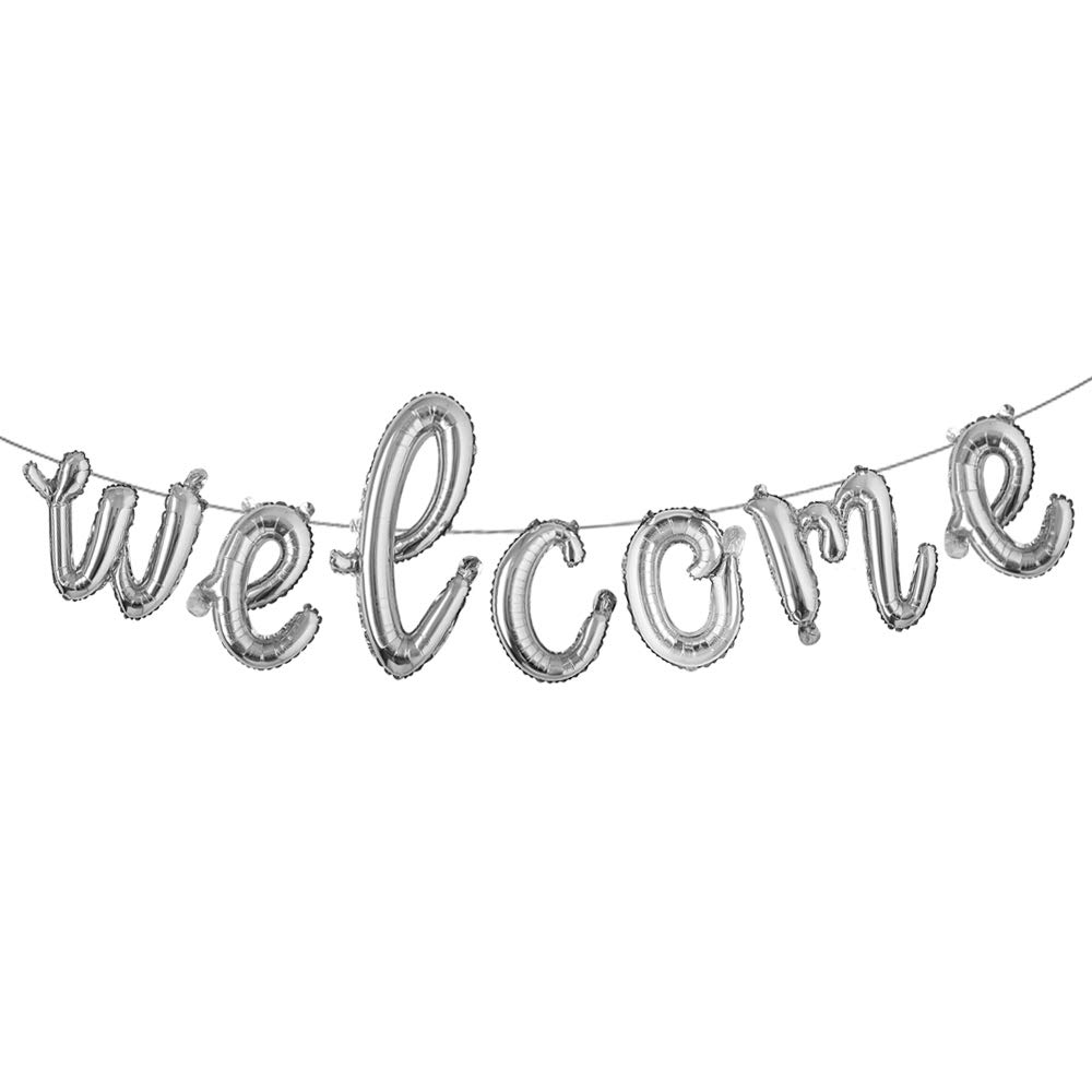 Photo 1 of 16 inch multicolor Welcome Balloon Banner Balloons Foil Letter Balloon Anniversary Celebration Party Decorations (L WELCOME SILVER)