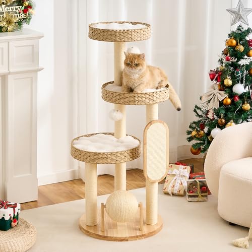 Torre para gatos pequeña moderna con poste rascador miniatura 1