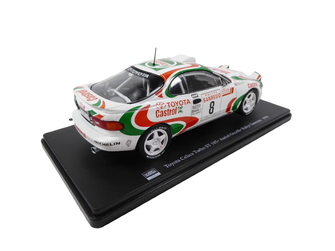 OPO 10 Voiture Miniature reproduite à l'échelle 1/24 Compatible pour Toyota CELICA Turbo St 185 - Auriol - Rallye Sanremo 1994 - RVQ08