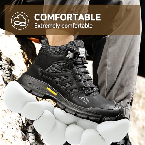 Image of Steel Toe Boots for Men Indestructible High Top Work Shoes for Men Comfortable Safety Shoes Puncture Proof Hiking Construction Shoes Botas de Trabajo para Hombre