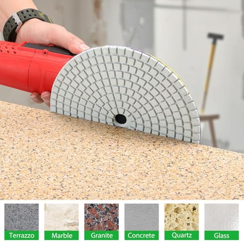 Image of 8PCS Diamond Polishing Pads 7 Inch, Wet /Dry Concrete Polish Tools Kit for Drill, Grinder, Polisher, 50-3000 Grit Polishing Set for Marble Granite Quartz Stone