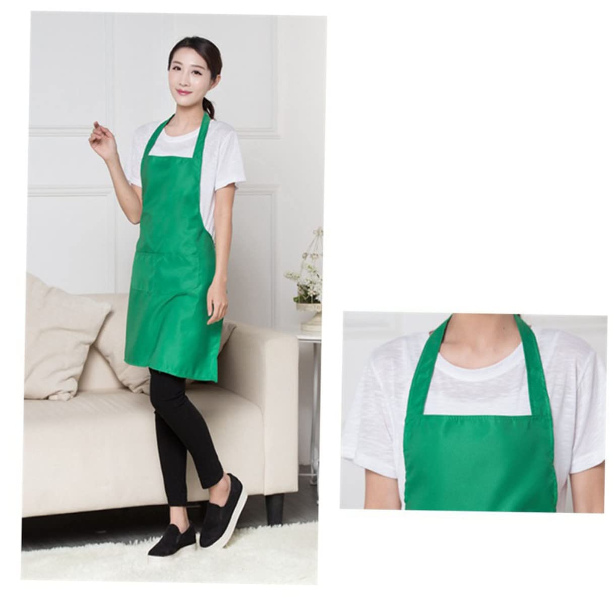 Garneck 60x70cm Bib Chef Apron Waterproof Apron Pockets Restaurant Home Kitchen