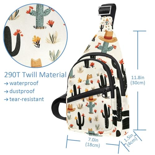 Mochila cruzada pequeña para excursiones urbanas con diseño de cactus 5