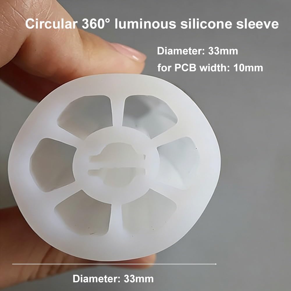 Copertura for tubo al neon LED rotondo in silicone da 1M, diffusore a 360° 1pcs(R33 For 10mm PCB)