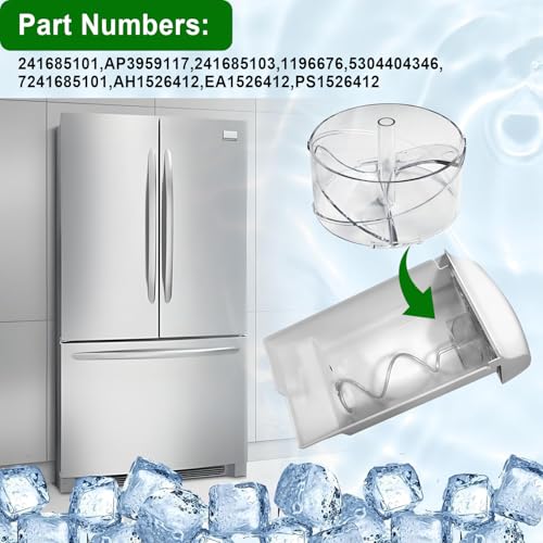 Image of 241685101 Ice Dispenser Drum Part Compatible with Frigidaire Refrigerator 241685101 (AP3959117) Replaces 241685103,1196676,5304404346,7241685101,AH1526412,EA1526412,PS1526412 Ice Bucket Baffle