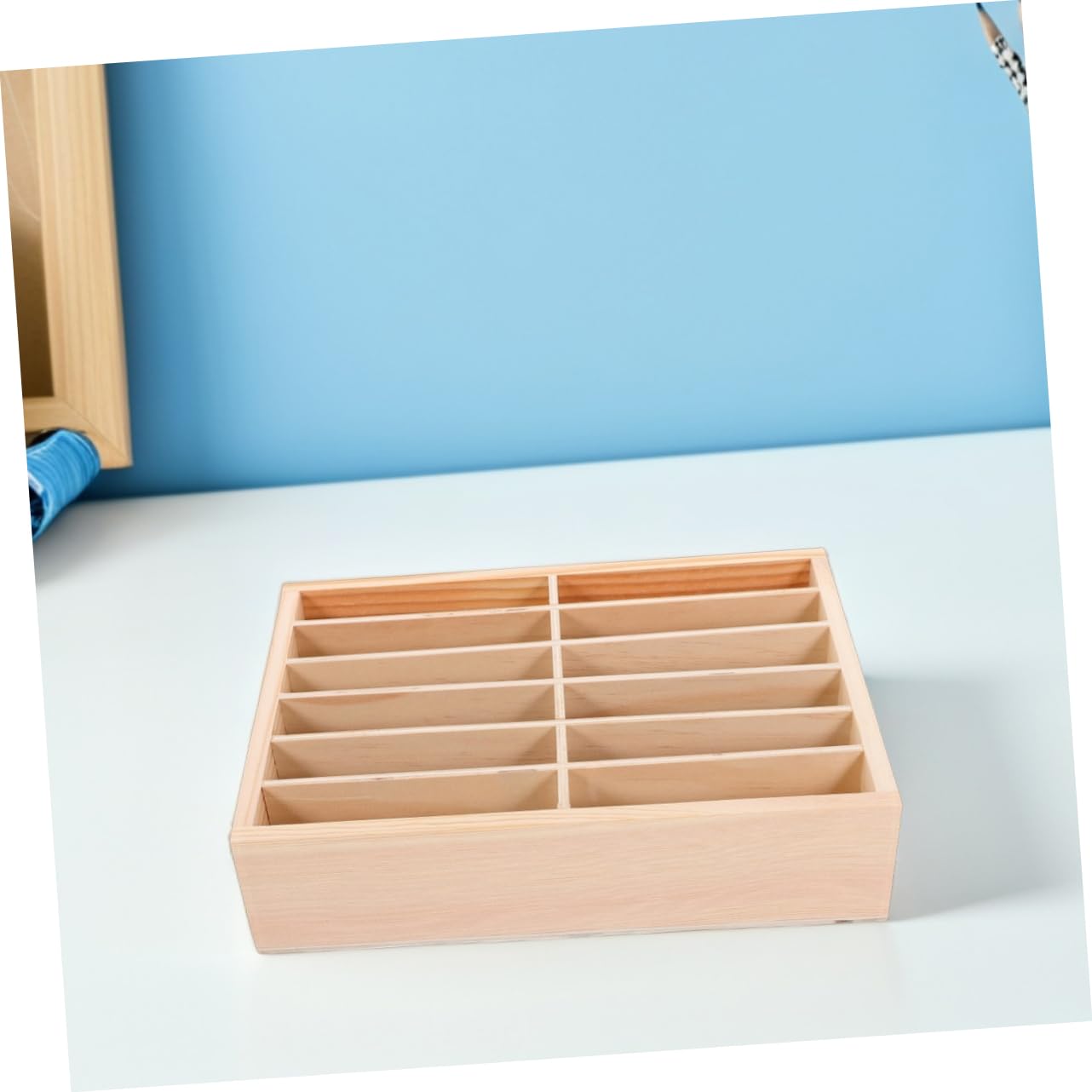 Hemobllo Scatola Porta Telefono in Legno 12 Scomparti Set Da 2 Organizer Da Tavolo Per Cellulare Supporto Per Cellulare Ufficio Aula Riunioni Gestione Salvaspazio e Protezione Dispositivi