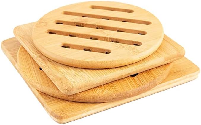 Miniatura 4 de Juego de 4 salvamanteles de bambú resistentes al calor, salvamanteles de bambú natural, soportes de bambú, almohadillas calientes de madera de bambú