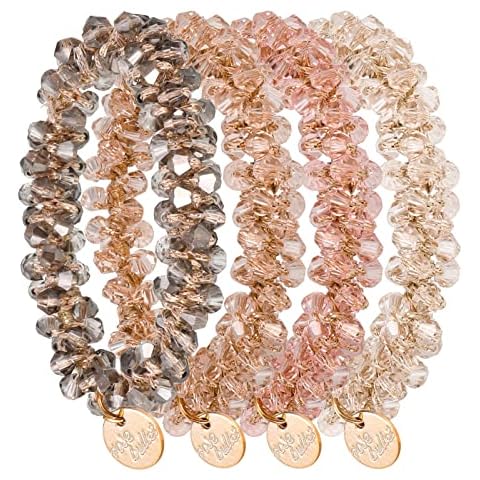 olyee 4 Stück Scrunchies Kristall Haargummis Damen Cover