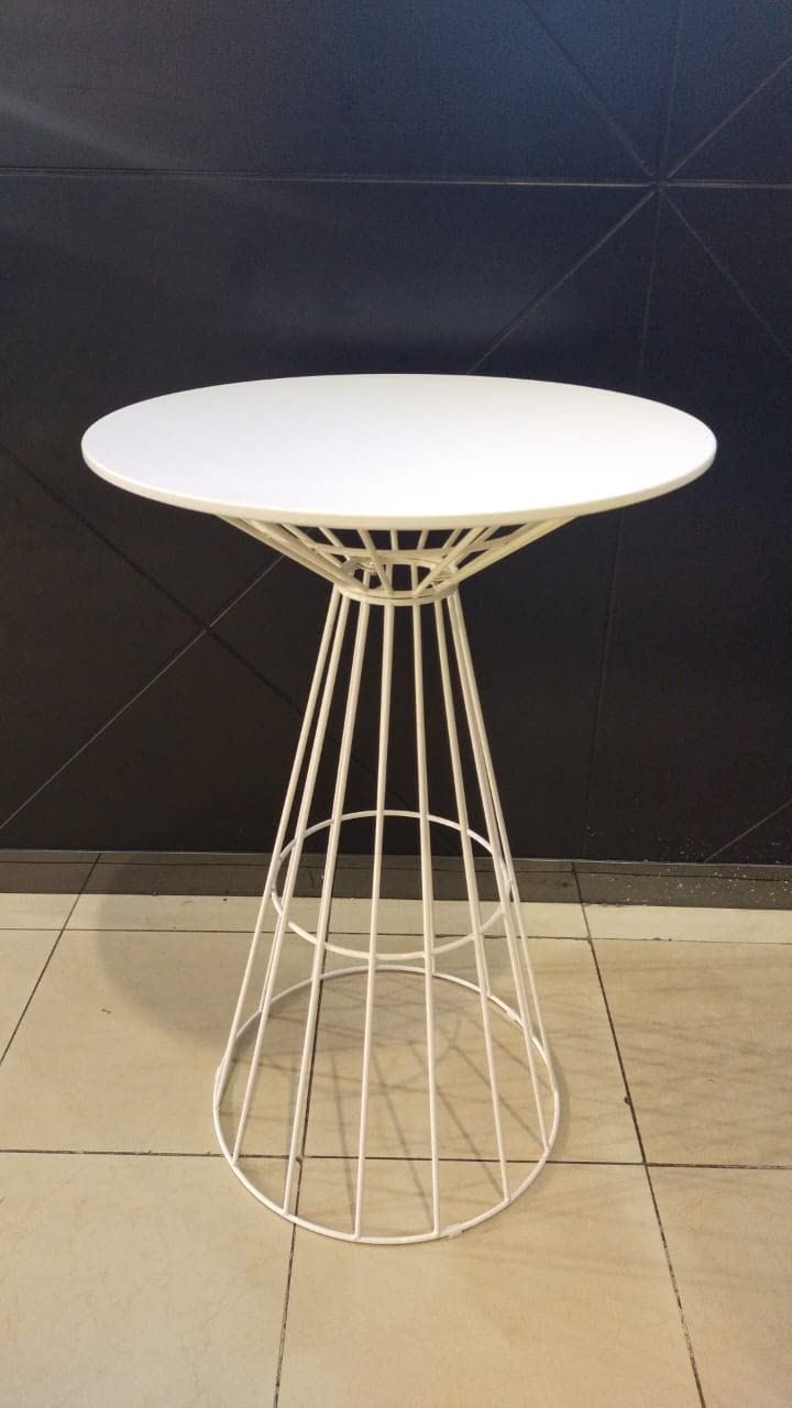 LANNY Bar Table Round Cocktail Bistro Table for Pub, Dining Room, Kitchen & Home bar (white)