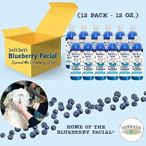   South-Barks-Blueberry-Facial-Pet-Shampoo-12-oz-for-Dogs-Cats-PACK-of-12-Brightener-Tear-Stain-Remover-Lasting-Odor-Eliminator-Paraben-Free-Biodegradable-Non-Toxic-Made-in-USA