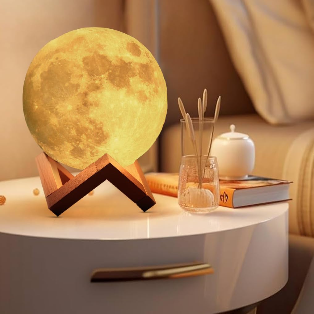 Gesto Silicone 3D Moon Lamp for Home Decor - 7 Colour Changeable Night Lamp with Stand | Touch Controled Decorative Moon Light for Bedrooms,Valentine, Festival, Anniversary gift, Wedding Gifts (15 Cm) (B0BW9CHVBW) Amazon Price History, Amazon Price Tracker