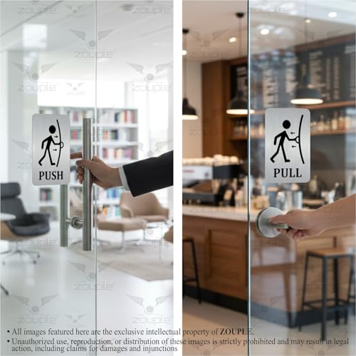 Image of PUSH-PULL Sign, 6x4 Inch, Durable Steel, Self-Adhesive