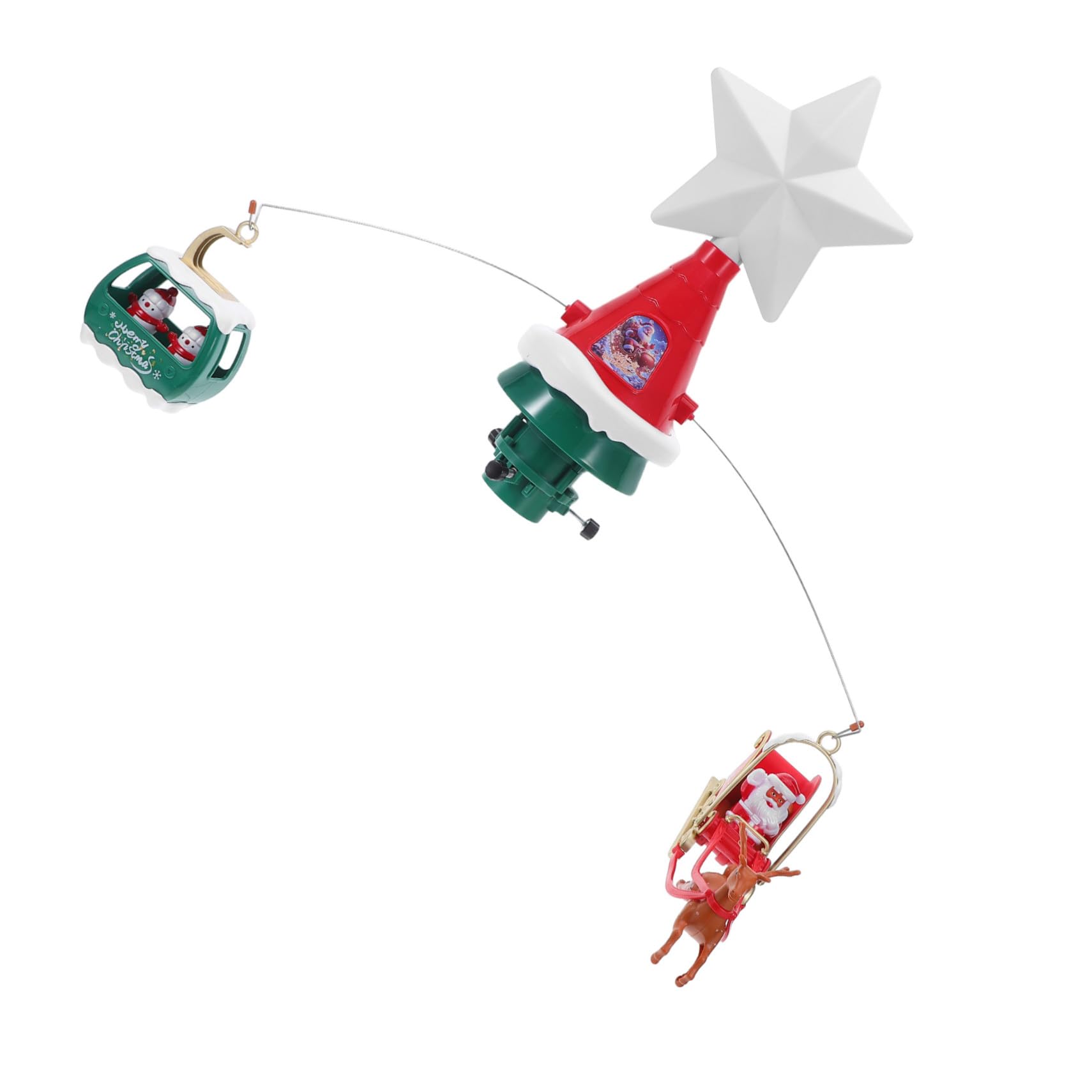 ULTECHNOVO Estrella para Árbol de Navidad Giratoria y Luminosa con Música Adorno con Papá Noel y Muñecos de Iluminación LED para Decoración Interior y Exterior Festiva