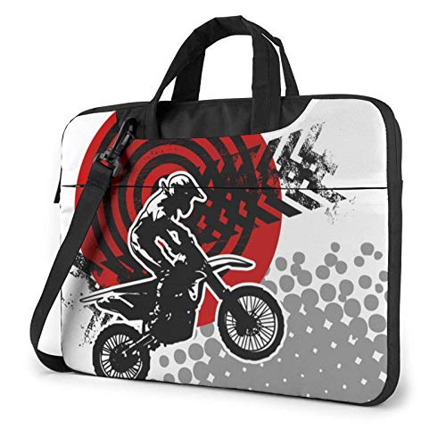 15.6 inch Laptop Tasche Schultertasche Bussiness Messenger Tablet Tasche Laptophülle Motocross Rider Dirt Bike mit Reifenspuren