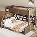 Bellemave Twin XL Over Queen Bunk Bed for Kids/Adults,Bunk Beds with Charging Station and Bookcase,Solid Wood Bunk Beds Twin XL Over Queen for Girls,Boys,Antique Wood