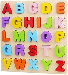 Alphabet Puzzle, WOOD CITY ABC Letter Puzzles for Toddlers1 2 3 Years Old, Educational Learning Toys for Toddlers, Alphabet Toys with Puzzle Board & Letter Blocks, Best Gifts for Girls and Boys