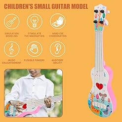 Jouet de Guitare Ukulélé pour Enfants avec 4 Cordes Réglables et Médiator Guitare Ukulélé Musicale Instrument de Musique… – Image 6