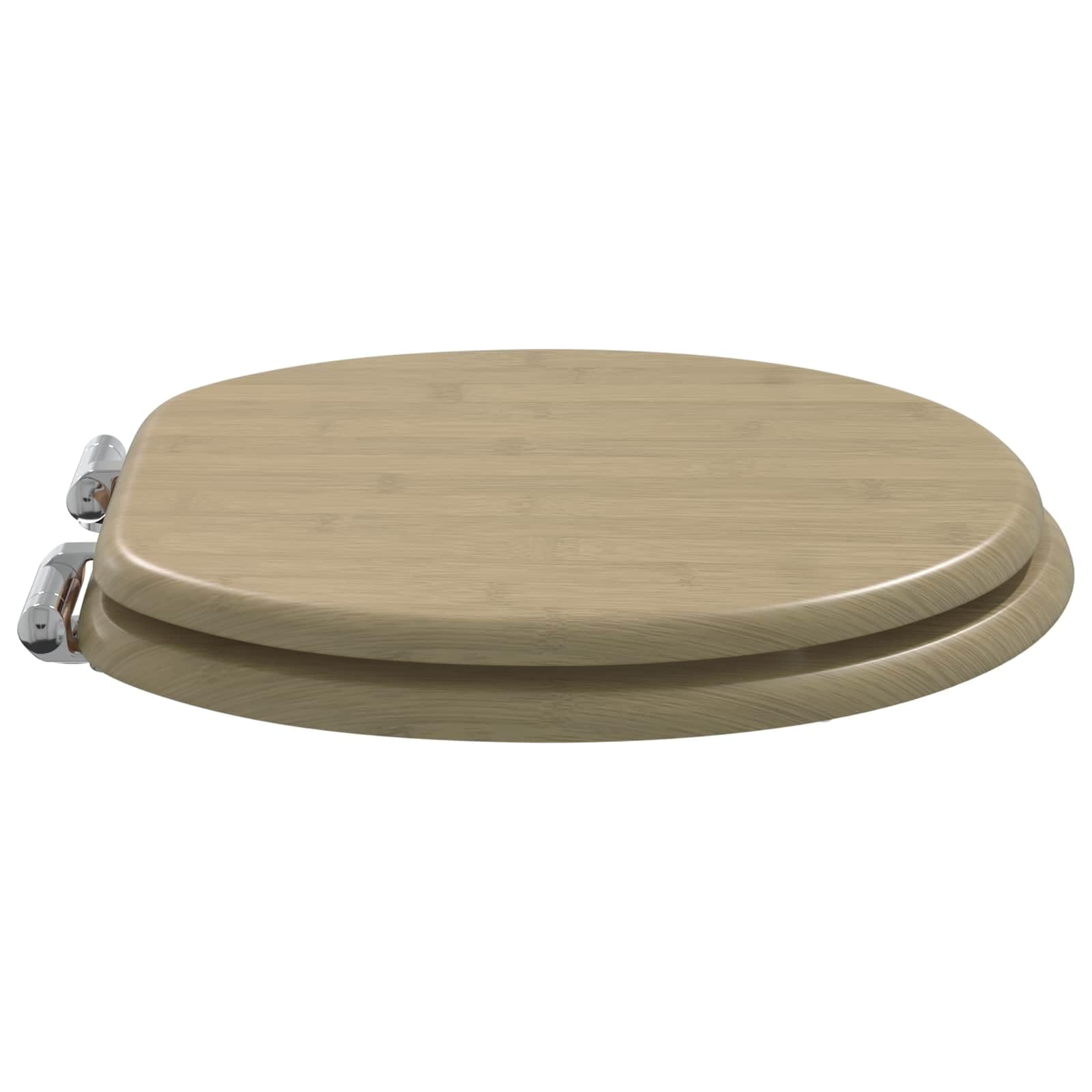 Asiento de inodoro de cierre suave 2 uds. Color bambú claro,6.4kg-3414532