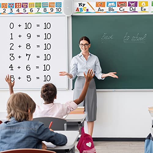 Momo & Nashi Alphabet Line For Classroom Wall - ABC Alphabet Banner & Number Border Posters - 8 x 56 Glossy Lamination 5 pcs - Kindergarten Preschool Classroom Alphabet Decorations Educational Poster