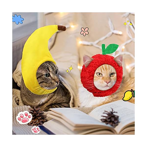 3 pieces cat hats cat halloween costume banana pineapple red fruit shaped hat soft cap adjustable accessories breathable headwear for cat kitten puppy pet festival birthday theme party photo prop - image 8
